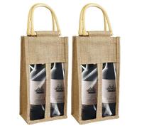Bolsas De Arpillera para Vino,2 Piezas Bolsas De Yute para Botellas De Vino,Bolsa De Vino De Arpillera,Bolsas De Vino De Arpillera para Decoración Dde Mesas,Bodas,Fiestas,Vino,Champán