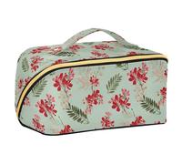 Bolsas de aseo con divisores, color verde salvia, diseño de flores, color verde salvia, bolsas de viaje portátiles para mujeres, accesorios de viaje