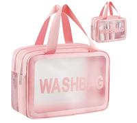 Bolsas de aseo transparentes para viajes, bolsas de maquillaje transparentes grandes, bolsa de cosméticos de plástico con cremalleras para mujeres, niñas y hombres, Pink, L, Moden