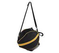 Bolsas de Baloncesto de Tela Oxford, Bolsa de Almacenamiento de Baloncesto Redonda Alargada Duradera con Correa para el Hombro para Competiciones Internacionales de(Paño negro con bordes amarillos)