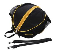 Bolsas de baloncesto malla redonda de la bolsa de almacenamiento de tela de oxford agua evitando una correa de hombro resistente para el deporte de ejercicio en interiores (Black cloth yellow edge)