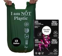 Bolsas de basura 100% compostables, 13 galones, 49.2L, 50 unidades, resistentes 0.85 mils, bolsas de residuos de alimentos, BPI y Europa OK Compost Home Certified (100)