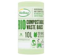 Bolsas de basura 100% compostables de 10 L (20 unidades), color verde