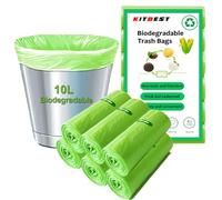 Bolsas de Basura Biodegradable 10L, KITBEST 120 Bolsas de Basura Orgánica, Compostable Degradable Reciclables para Residuos de Alimentos, Hogar, Jardín, Cocina, Oficina (45x50 cm, Verde)