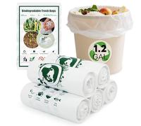 Bolsas de Basura Biodegradables Pequeñas 5 Litros, 120 pcs bolsas basura Recicladas Compost Bolsas de Basura de Cocina Resistentes al Desgarro Prueba de Fugas para el Hogar Oficina Jardín Baño