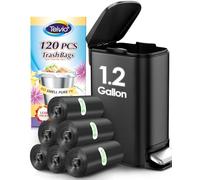 Bolsas de basura de 1.2 galones, 120 unidades, bolsas de basura, bolsas de basura de baño, bolsas de plástico pequeñas para la oficina en casa, cocina, para 5 litros, 5 litros, 1 galón, color negro