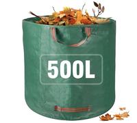 Bolsas de basura de jardín resistentes y reutilizables con asas, 500 l, grandes bolsas de basura de jardín, color verde para desechos de patio, esquejes de hierba, colección de hojas de basura