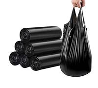 Bolsas de basura de plástico negro, bolsa de basura fuerte, bolsas de basura pequeñas, bolsas de basura de plástico sin aroma, adecuadas para baño, cocina, sala de estar 6 rollos de 120 unidades