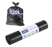 Bolsas de basura orgánicas de 120 l, 10 unidades, bolsas de basura orgánicas para cocina, resistentes al desgarro y al agua, bolsas biodegradables para cocina, oficina, salón (W90 x 100 cm, negro)