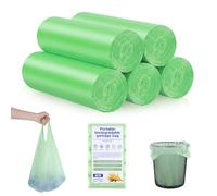 Bolsas de basura orgánicas de 20 l, 100 unidades, bolsas de basura orgánicas para cocina, resistentes al desgarro y al agua, bolsas biodegradables para cocina, oficina, salón (W50 x 63 cm, verde)