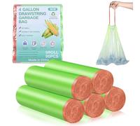 Bolsas de basura orgánicas de 35 l, 90 unidades, bolsas de basura orgánicas para cocina, resistentes al desgarro y al agua, bolsas biodegradables para cocina, oficina, salón (W50 x 60 cm, verde)