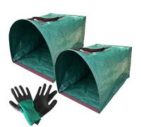 Bolsas de basura para patio, recolector de hojas, 2 piezas de basura para jardín con guantes, reutilizables para exteriores, patio, hojas, escombros, recortes de césped, césped