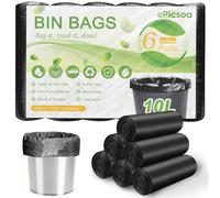 Bolsas de basura pequeñas de 10 litros, 120 bolsas de basura pequeñas con pedales, bolsas de basura para coche, oficina, baño, dormitorio (negro, 10 L)