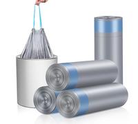 Bolsas de basura pequeñas de 15 litros, con cordón duradero y diseño a prueba de fugas, para baño, oficina y hogar, 17.5 x 20 pulgadas (75 unidades)