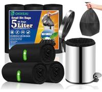 Bolsas de basura pequeñas de 3 a 5 litros, bolsas de basura con pedales, bolsas de basura para baño, dormitorio, oficina, coche, bote de basura de 5,6,7 litros, color negro