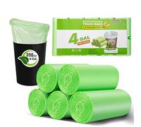 Bolsas de basura pequeñas de 4 a 6 galones, Inwaysin 200 bolsas de basura biodegradables de 4 galones, bolsas de basura pequeñas extrafuertes, sin perfume, tamaño ampliado, verde, para baño,