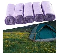 Bolsas de basura portátiles para camping, 5 rollos, 60 bolsas desechables para actividades al aire libre, festivales, senderismo, cámper, furgoneta, asignación, barco, uso doméstico, con carga máxima