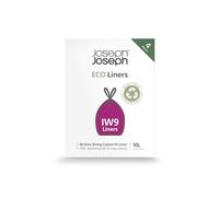 Joseph Joseph Eco IW9 Bolsas de Basura Recicladas, para Cocina y Baño, Cinta de Cierre, Extra Fuertes, Paquete de 80, 10L, Gris