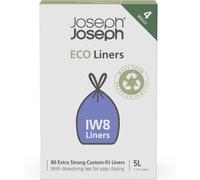 Joseph Joseph Eco Liners IW8 Bolsas ecológicas en plástico reciclado, Bolsas de basura de cocina con cordón, Resistentes, Paquete de 80, Capacidad 5 Litros