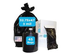 Bolsas de basura resistentes para contratistas, 42 galones, 32.7 x 47 pulgadas, 3 mil de grosor, grandes, negras, industriales, para construcción y uso comercial