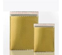 Bolsas de burbujas, 50 sobres de burbujas, sobres acolchados autosellados, bolsas de regalo, bolsas de embalaje láser para libros, mudanzas, envío y almacenamiento (dorado, 13 x 15 cm)