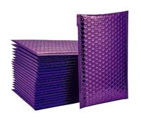 Bolsas De Burbujas Autosellantes Sobres acolchados Laser Gold, 100 unidades, color oro, con burbujas, impermeables, de polietileno, con cierre autoadhesivo.(Purple-Laser,13 * 15cm)