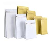 Bolsas de café con válvula, 50 Uds., papel Kraft, 100g, 250g, 500g, bolsa de embalaje de granos de frijol con refrigerio en polvo de grado alimenticio unidireccional