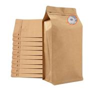 Bolsas de café con válvula (50 unidades, 907.2 g/0.9 kg) de papel kraft de alta barrera de aluminio con parte inferior plana, bolsas de embalaje de almacenamiento de granos de café, bolsas