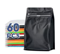 Bolsas de café con válvula (60 unidades, 8 onzas, 1/2 libra), bolsas de embalaje ventiladas para granos de café, bolsas de embalaje de aluminio de alta barrera, parte inferior plana, sellada con calor