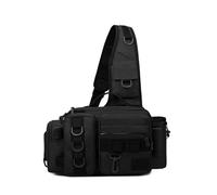 Bolsas de camping de gran capacidad para aparejos de pesca, senderismo, bandolera, bolsa de hombro para viajes al aire libre, Black