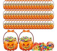 Bolsas de caramelo o trato, bolsas de Halloween con calabazas para fiestas | 50 unidades conservación para fiestas, eventos, aula, escuela, casa, cumpleaños y reuniones