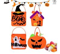 Bolsas de caramelos de Halloween - 4 bolsas de galletas calabaza fantasma sombrero de, cubo de fieltro reutilizable espeluznante lindo almacenamiento - para trucos o tratamientos de fiesta
