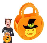 Bolsas de caramelos de Halloween - Cubo de calabaza, bolsas de fieltro con asas | Bolsas reutilizables de tela no tejida, ideal para aperitivos, chocolates, lápices de colores, juguetes, perfecto para