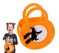 Bolsas de caramelos de Halloween - Cubo de calabaza, bolsas de fieltro con asas | Bolsas reutilizables de tela no tejida, ideal para aperitivos, chocolates, lápices de colores, juguetes, perfecto para