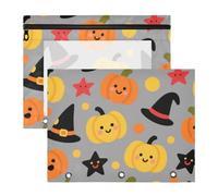 Bolsas de carpeta con 3 ojales reforzados, bolsa de almacenamiento para cartas de papel A4, paquete de 2 unidades, suministros escolares, naranja, malvado, Halloween, calabaza, bruja,