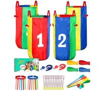 Bolsas de carreras de saco, juego de patio trasero, bolsas de salto resistentes, bandas ajustables de 3 patas, carreras de relevos de césped, actividades al aire libre para niños y adultos, eventos de