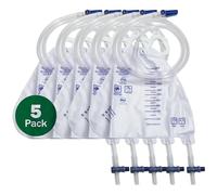 Bolsas de catéter de orina para hombres y mujeres - 5 bolsas de drenaje de 2000 ml para noche - Bolsas de orina triangulares estériles y desechables