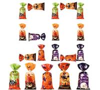 Bolsas de celofán de Halloween con cintas giratorias, 25,4 x 12,7 cm, bolsas de celofán para dulces o tratos