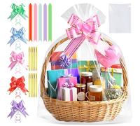 Bolsas de Celofán Grandes Transparente Bolsa Celofan Transparentes Con Cinta de Arcos y Cintas Metálicas para Regalos Embalaje Cestas Flores Manualidades y Ramos de Navidad (Transparente, 60x90cm)