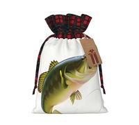 Bolsas de celosía con cordón, bolsas de envoltura de Navidad, bolsas de golosinas de Navidad, bolsa de recuerdo de fiesta de Navidad, bolsa de cebo con línea de pesca para comer peces pequeños