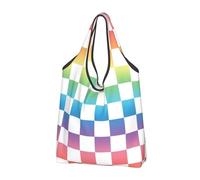 Bolsas de comestibles reutilizables con estampado de arcoíris pastel - Bolsa de comestibles plegable con asas, Negro, 3 PCS