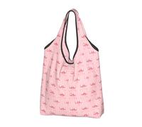 Bolsas de comestibles reutilizables con estampado de lunares rosados, bolsas de compras, bolsa plegable con asas, Negro, 1 PCS