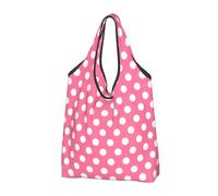 Bolsas de comestibles reutilizables con estampado de lunares rosados, bolsas de compras plegables con asas, Negro -, 3 piezas