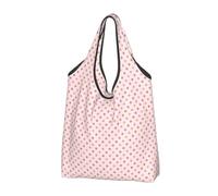 Bolsas de comestibles reutilizables con estampado de lunares rosados, bolsas de compras plegables con asas, Negro, 3 PCS