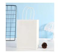 Bolsas de compras coloridas para caramelos, 10 unidades de papel kraft para regalo, bolsas de papel de mano, bolsas de papel de mano, regalo de decoración de bodas y fiestas (10 unidades, blanco, 16 x