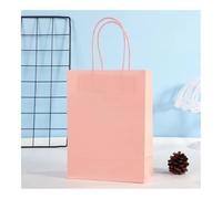 Bolsas de compras coloridas para caramelos, 10 unidades de papel kraft para regalo, bolsas de papel de mano, bolsas de papel de mano, regalo de decoración de bodas y fiestas (10 unidades, rosa, 21 x