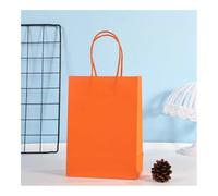 Bolsas de compras coloridas para caramelos, 10 unidades de papel kraft para regalo, bolsas de papel de mano, bolsas de papel de mano, regalo de decoración de bodas y fiestas (10 unidades, naranja, 21