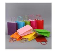 Bolsas de compras coloridas para caramelos, 10 unidades de papel kraft para regalo, bolsas de papel de mano, bolsas de papel de mano, regalo de decoración de bodas y fiestas (10 unidades, café, 21 x
