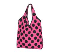 Bolsas de compras reutilizables con estampado de lunares rosados, 3 bolsas plegables con asas