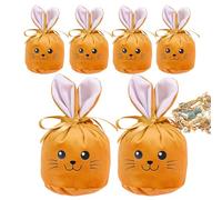 Bolsas De Conejito - 6 Piezas 12x10 cm con Cordón Lindo y,Bolsas de Conejo de Pascua Decoración de Primavera,para Niños, Fiesta, Cumpleaños, Golosinas y Regalos